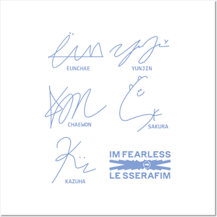 design with the autographs of the group Le sserafim Posters and Art